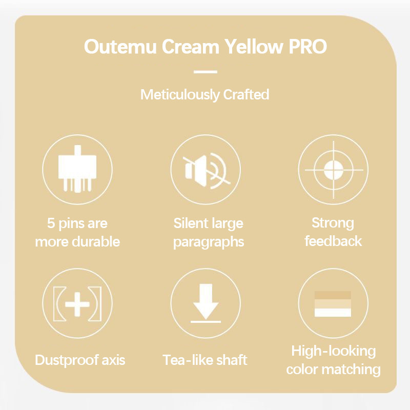 Outemu Silent Cream Yellow Pro Switches Lubed Mechanical Keyboard Switch 5Pin Tactile Custom Gaming