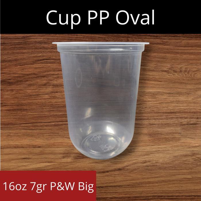 Gelas Cup Plastik Bahan Pp Model Oval 16Oz 7Gr 16Oz 8Gr 16Oz 8,5Gr 16Oz 9Gr Sablon 1 Warna Terbaru