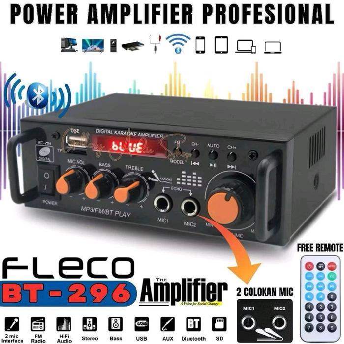 Amplifier Bluetooth Fleco BT 296 Full Bass/Amplifier Karaoke Bluetooth USB SD FM