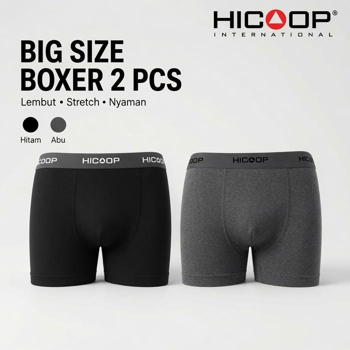 Dalam Pria Hicoop Celana Dalam Pria Boxer Katun Ukuran Besar 2 Pcs 2XL-4XL - 2XL Hicoop Ukuran Besar