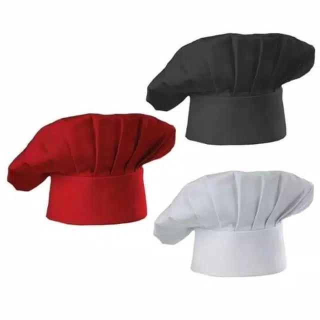 koki chef jamur Topi koki topi chef jamur maroon - Putih