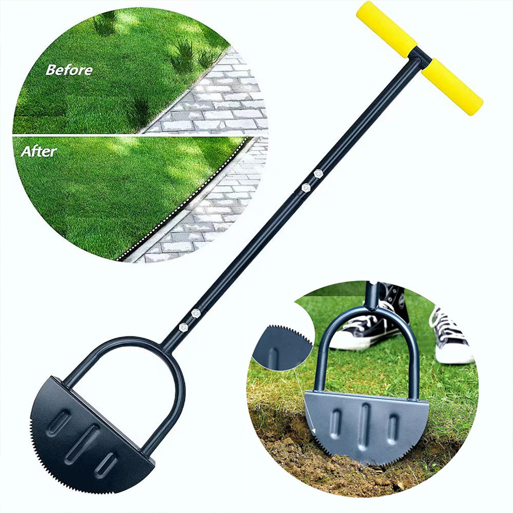 Manual Edging Shovel Serrated Hand Lawn Edging Tool Step Edging Shovel with Handle Half Moon Lawn