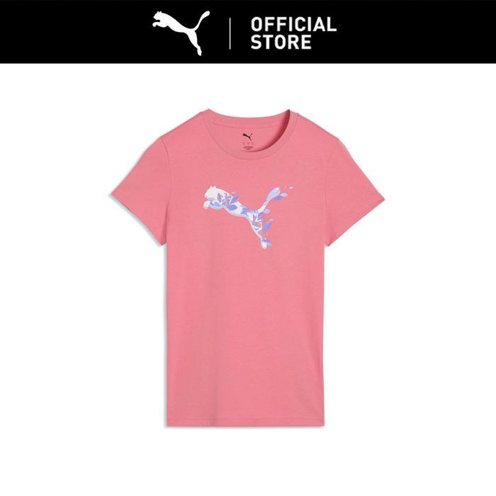 Graphic Floral Cat Tee Women Wild Pink - S