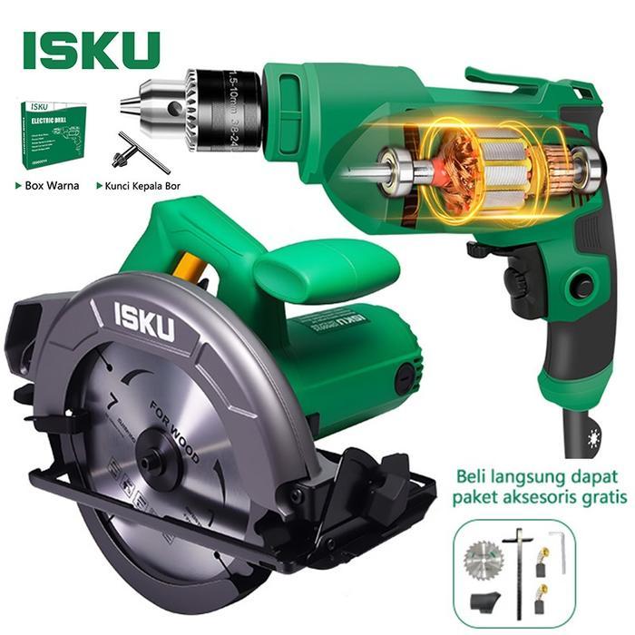 ISKU 2 Set Pemotong Kayu/Mesin Potong Kayu Circular Saw 1000W / Mesin Serut Kayu 450W Promo - 1000W 