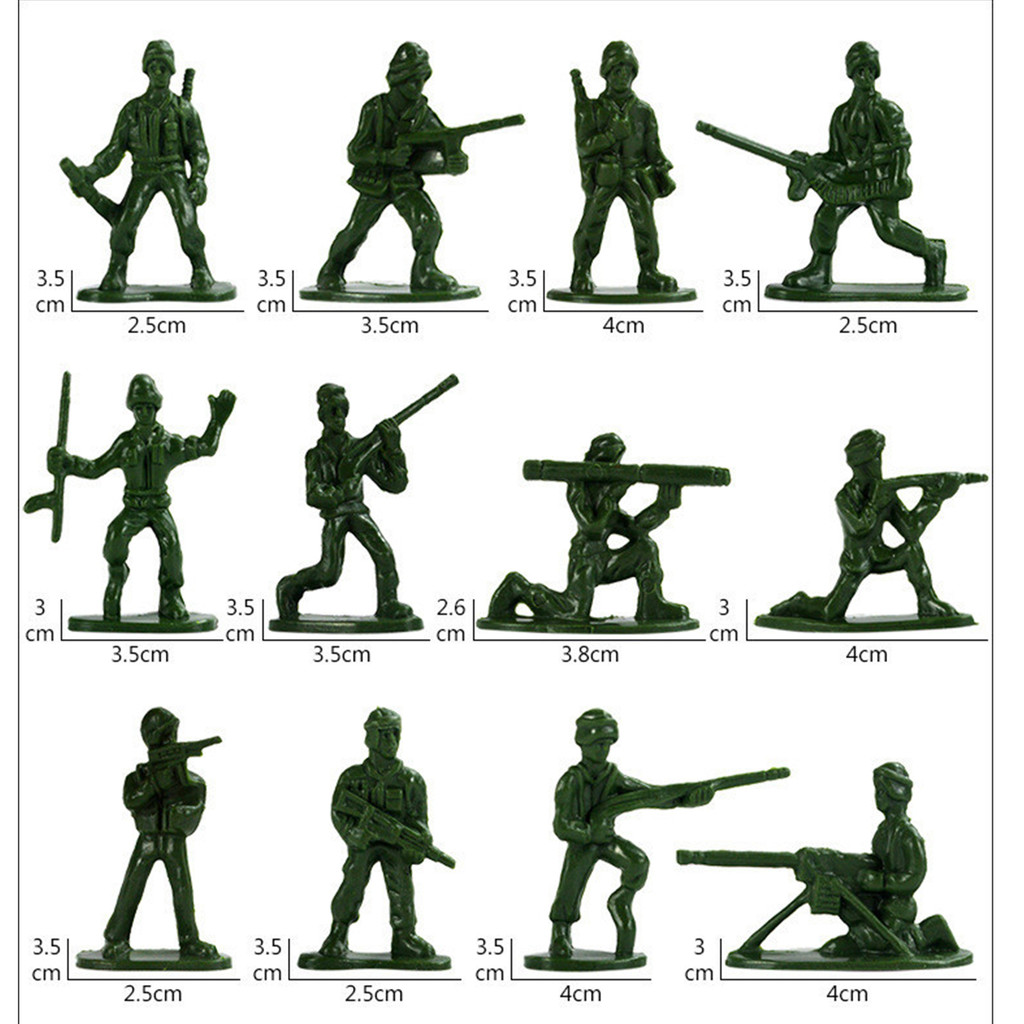 Military Battle Group Bucket 3 Colors Optional Toy Army Soldiers in 12 Designs Army Men Action