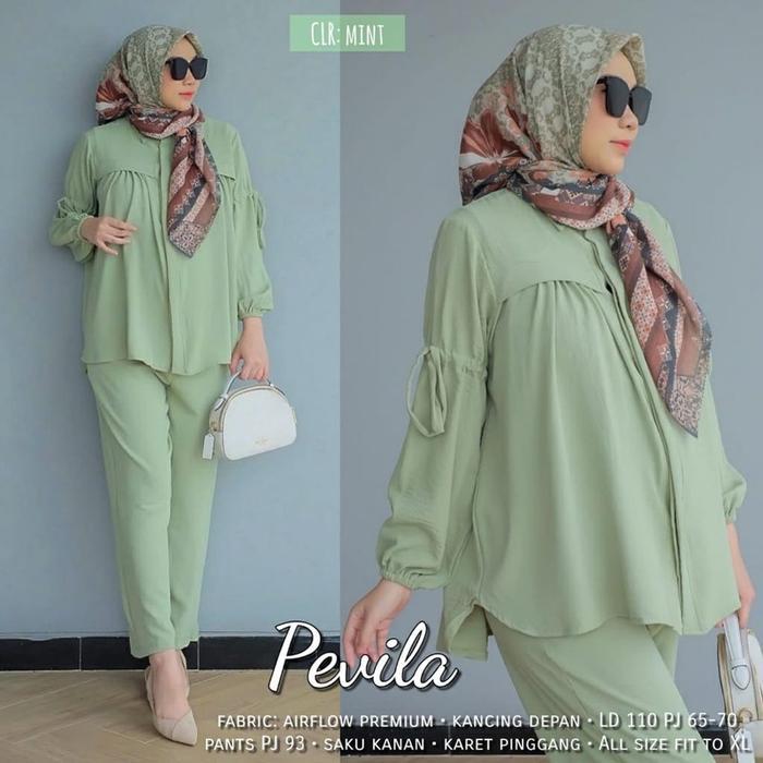 Premium Baju Pevila One Set Setelan Wanita Terbaru Crinkle Airflow Premium Terbaru Kekinian Original