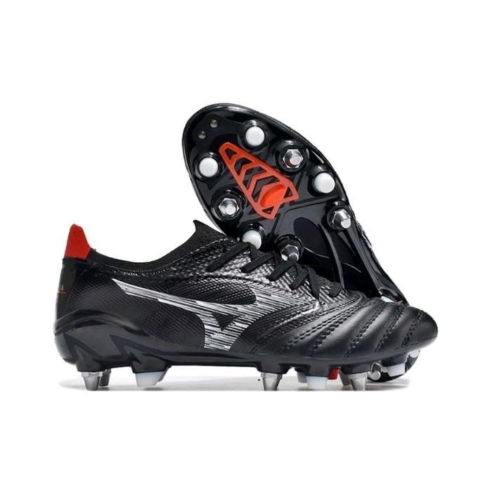 Sepatu Bola Mizuno Morelia Neo IV Beta Anticlog Black Red SG (Stud Besi)