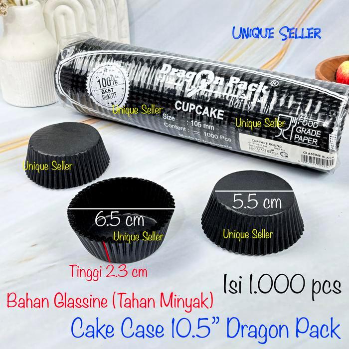 novv [1000 pcs] Cake Case/Kertas Cup Cake Glassine Hitam 10.5" Base 5.5 Cm