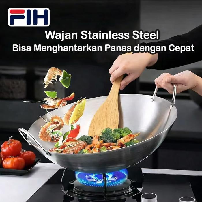 New Wajan Stainless Steel, Anti Karat Dan Lengket/Wajan/Wajan Penggorengan Stainless Steel Tebal