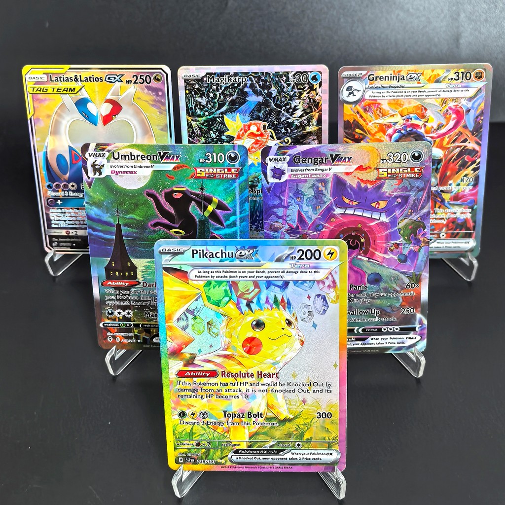 PTCG Pokemon Collection Cards Pikachu Umbreon Gengar Latias GX EX V MAX RARE Self Made Single Cards