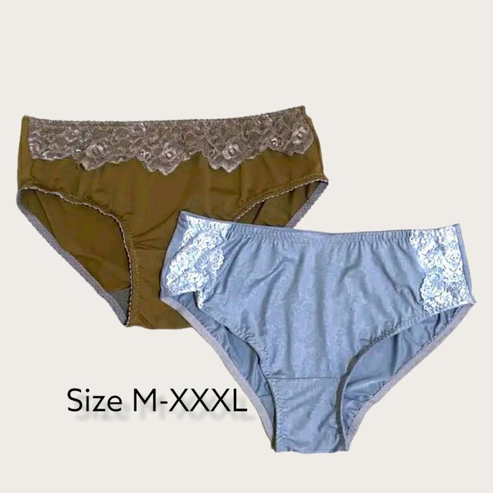 2 pcs CD Renda celana pakaian dalam wanita jumbo size cd xxxl kekinian Nyaman Lembut Pendek