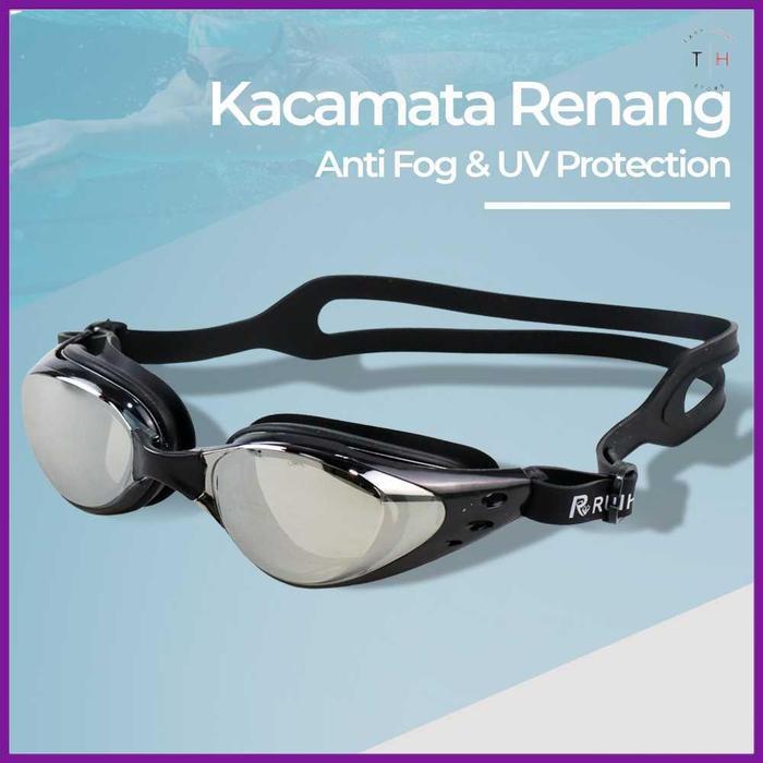Kacamata Renang Coating Mirrored Anti Fog UV Protection
