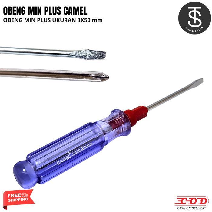 Obeng Min (-) Plus (+) CAMEL 3x50mm / Obeng CAMEL Kecil Presisi Serbaguna / Obeng Min Plus / Gagang