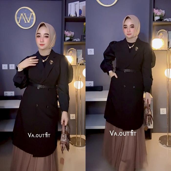 Vaoutfit (Debby Coat Tunik Wanita ) Tunik Coat Bahan Premium Kasual Santai Liburan Libur Hari Raya