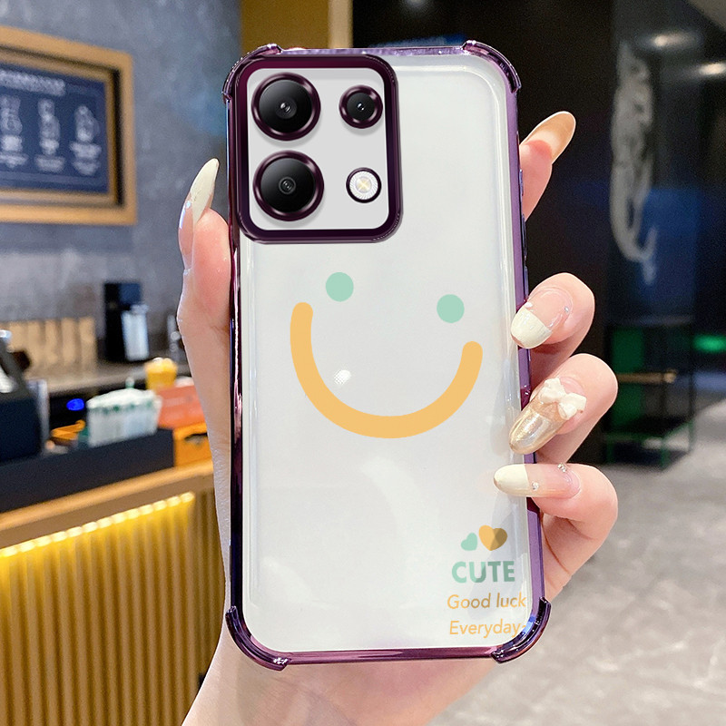 Casing Hp untuk Xiaomi Redmi Note 13 4G Case Casing Garis kematian senyum tas emoji pola Cesing HP K