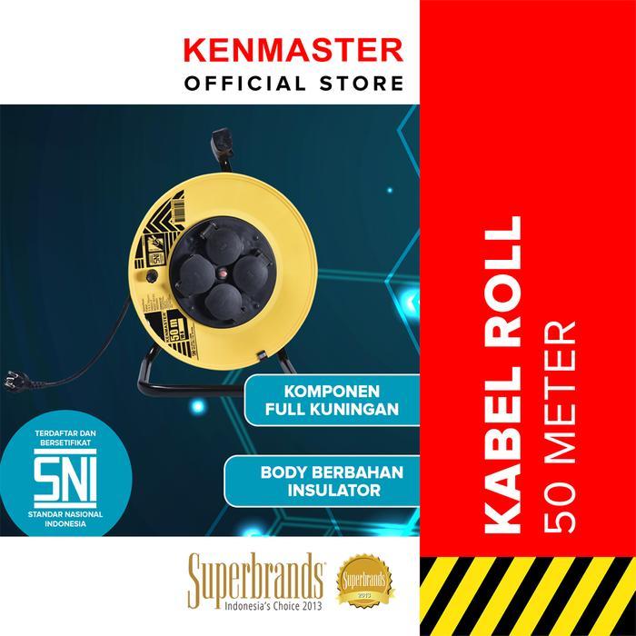 Kabel Rol 50 Meter 4 Stop Kontak, Kabel 3x1.5mm, Kaki Besi Kokoh, untuk Outdoor