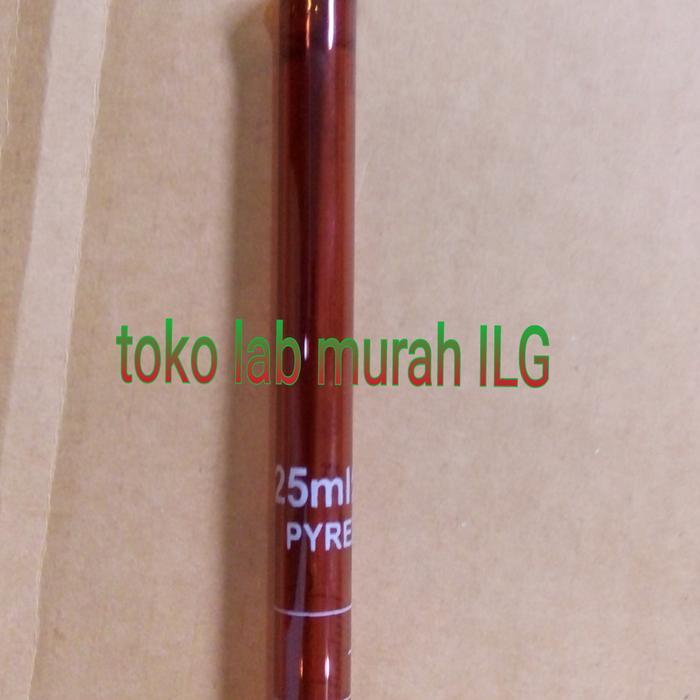 Buret Kaca Amber 25 ml dengan Keran Teflon untuk Titrasi Laboratorium