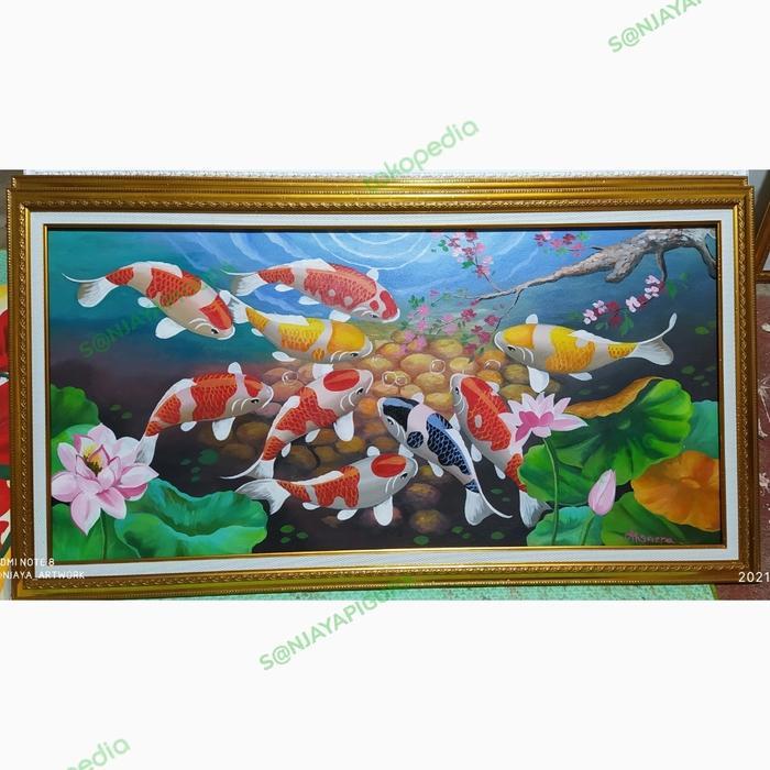 TERUJI lukisan ikan koi modern lukisan FHENSUI
