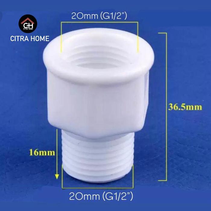 NEW Sok Drat Luar Dalam PVC 1/2"