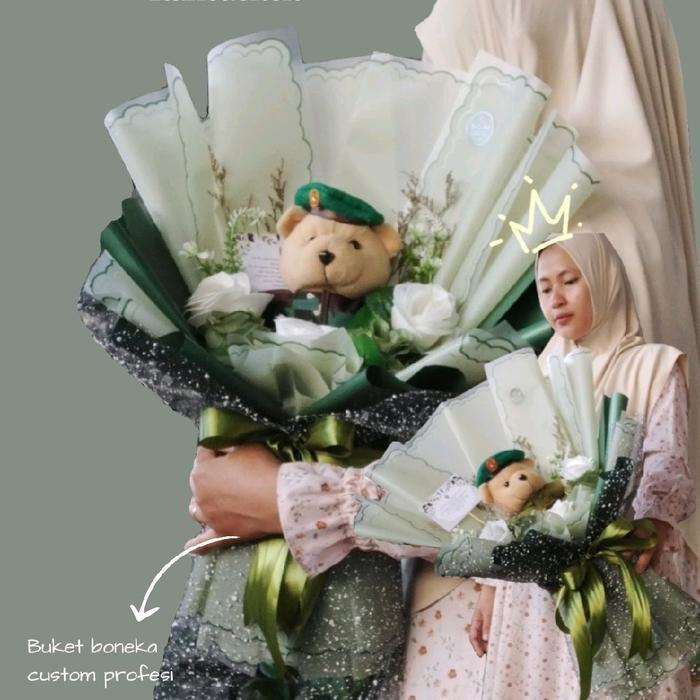 buket boneka custom besar profesi dan lainnya Hadiah - kertas hitam