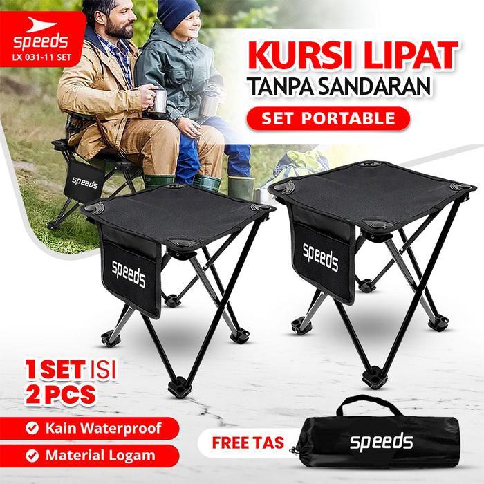 [HITAM] Speeds Set Kursi Lipat Outdoor Camping Portable Set Meja Kursi Lipat Camping Mini Outdoor