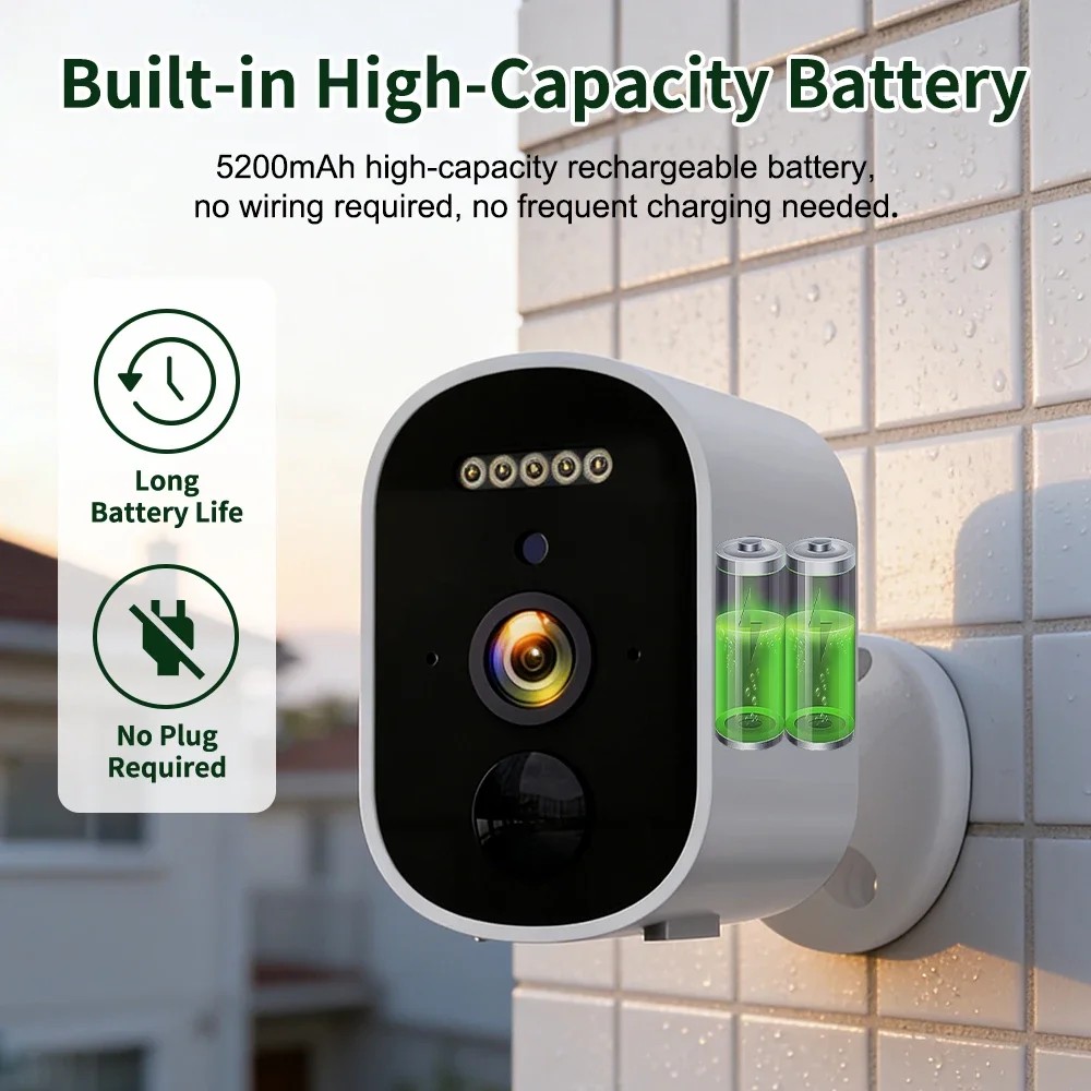 Tuya Smart Battery Camera Waterproof Indoor Wireless WiFi 3MP Surveillance IP Camera IR Colorful