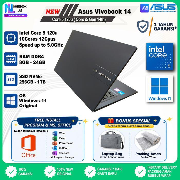 Asus Vivobook 14 Core I5 Gen 13 1334U Core 5 120U Gen 14 Win 11 Garansi 1Th Terlaris