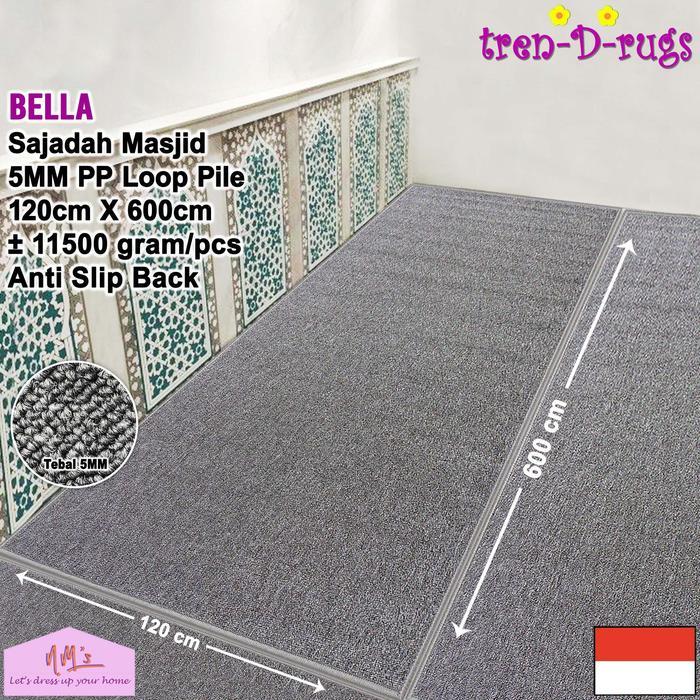 TREN-D-RUGS KARPET SAJADAH SEJADAH MASJID ROLL POLOS ANTI SLIP 120X600