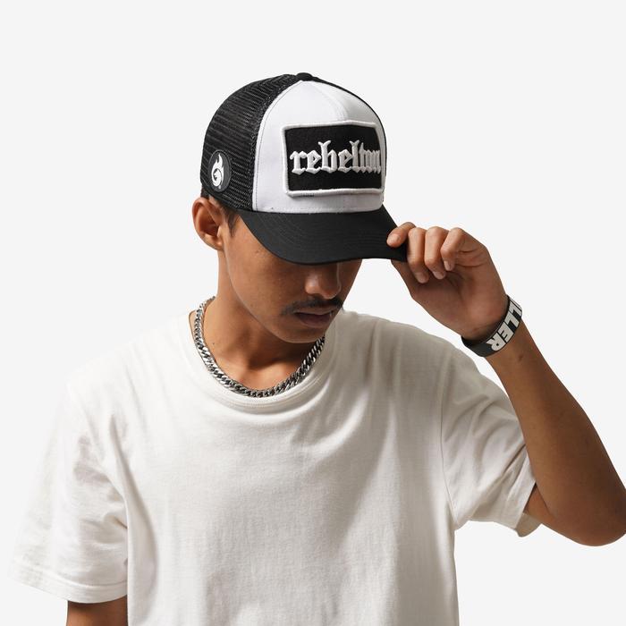 TOPI JARING JARING TRUCKER HAT CASUAL KLASIK MOTORHEAD PRIA HITAM PUTIH ORIGINAL REBELTON RBLTN