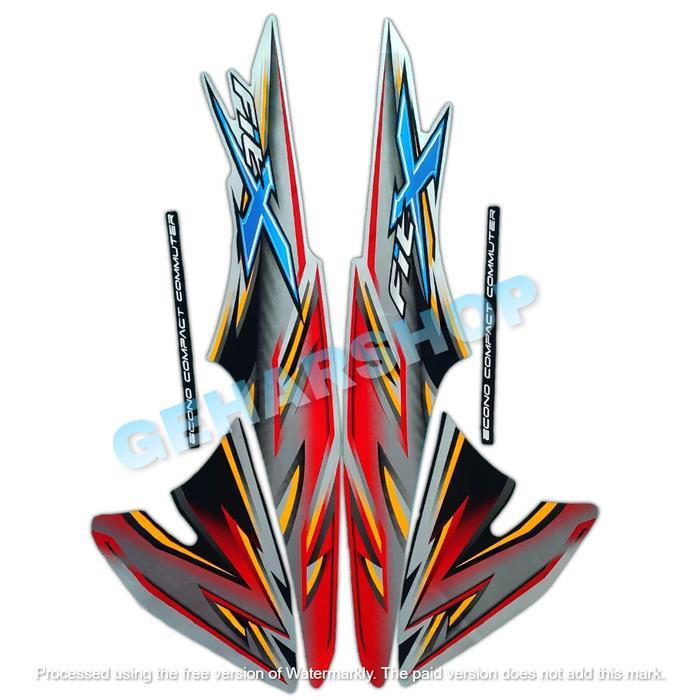 striping motor Honda supra fit x 2008 silver-merah