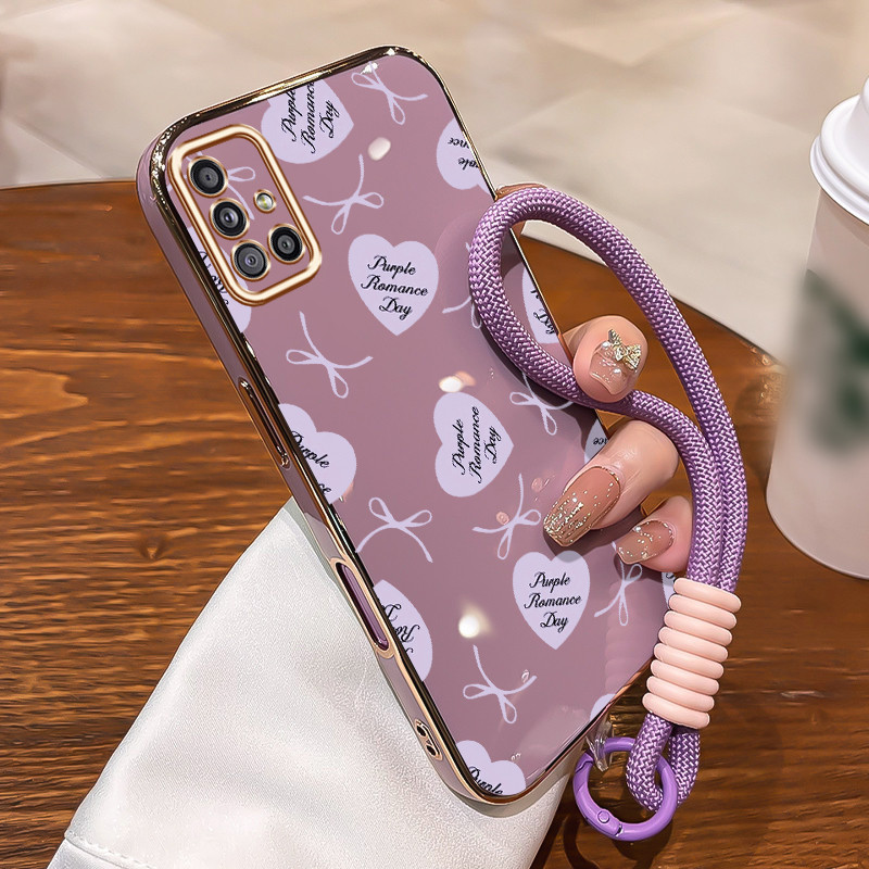 Casing Untuk Samsung Galaxy A71 Case Casing pola jantung ungu Kasing HP Kesing mewah Silikon Softcas