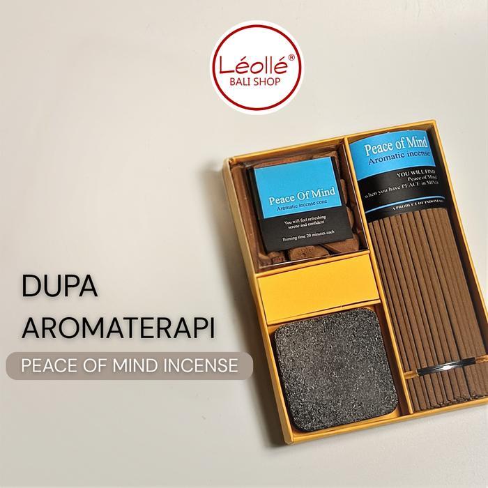 ` Leolle Bali Peace of Mind Dupa Aromaterapi Set Paket 60 Stick & 12 Dupa Kerucut Wadah Dupa Batu
