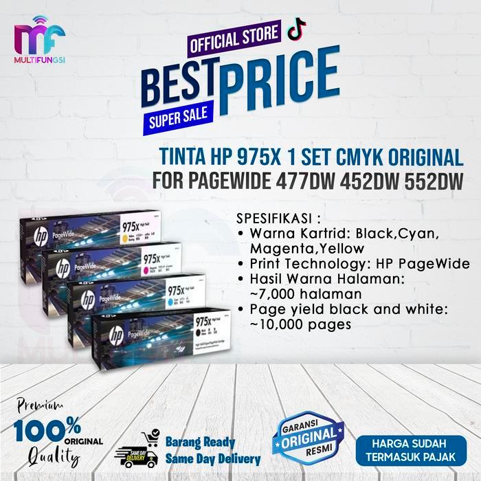 Tinta HP 975X 1 SET CMYK Original For PageWide 477dw 452dw 552dw