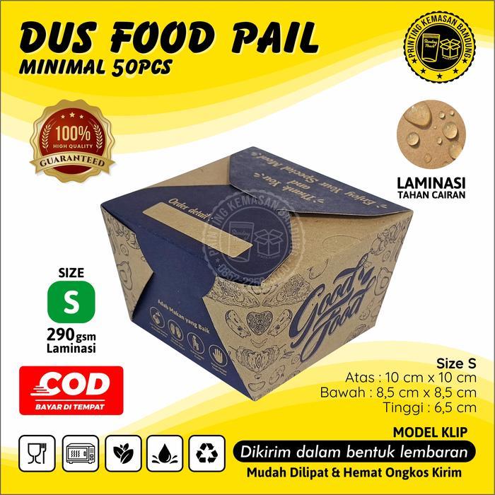 ( 50 Pcs )Food Pail Motif Rice Box 290Gsm Paper Lunch Box Kertas Dus Makanan Takeaway Kraft Tebal