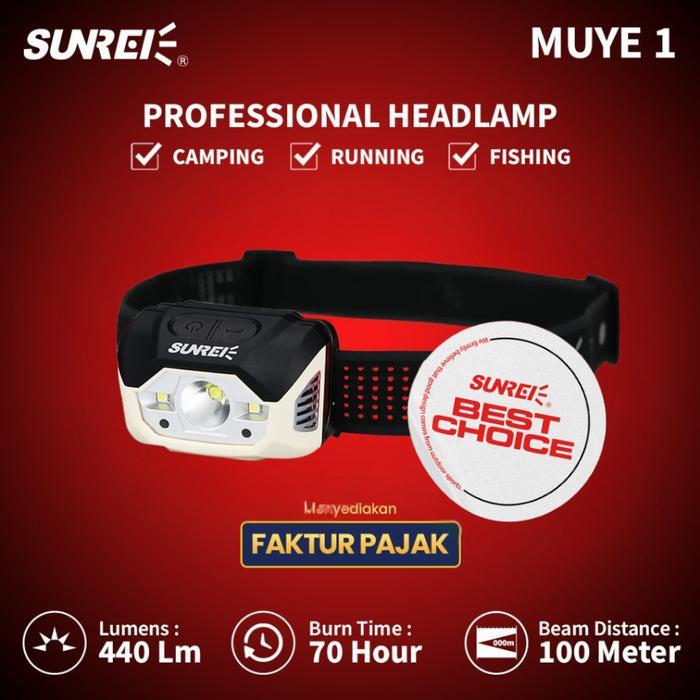 Lampu Kepala Headlamp Sunrei MUYE1 440 Lumens IPX5 Ultralight