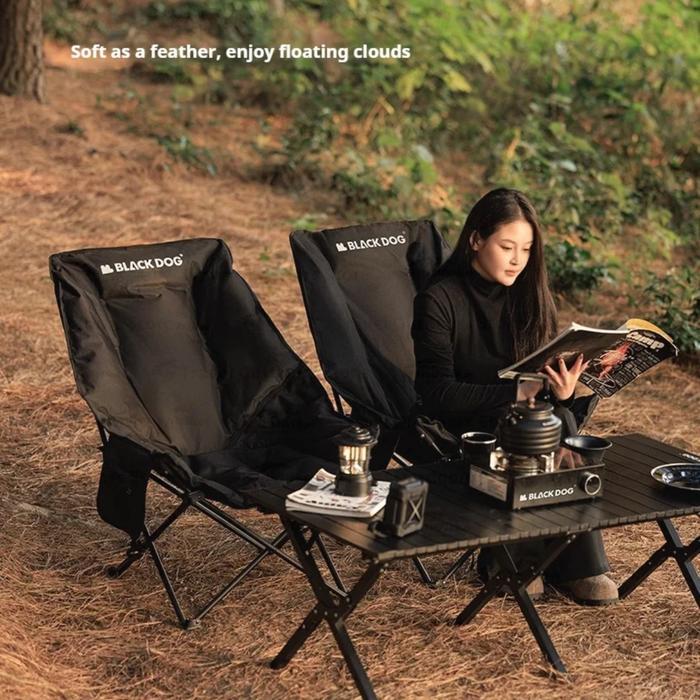 Blackdog Floating Moon Uc Adjustable Folding Recliner Black Cotton Chair Kursi Lipat Tidur Soft