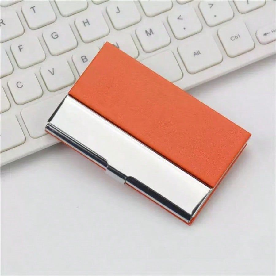 Engraved Leatherette Business Card Holder - Personalized Wallet Case Monogrammed Leather Business