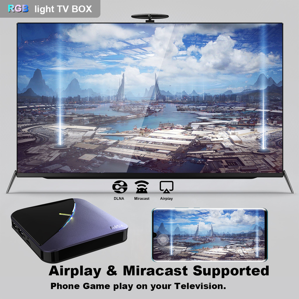 A95X F3 Air II RGB Light Smart Android TV BOX S905W2 Android 11.0 2.4&5G Dual WiFi BT5.0 Ethernet