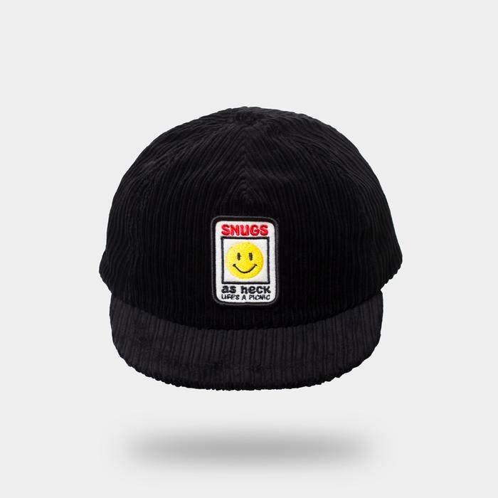 Corduroy Cap Black Topi Baseball Corduroy 6 Panel Warna Hitam, Visor Pendek, Ukuran Adjustable, Desa