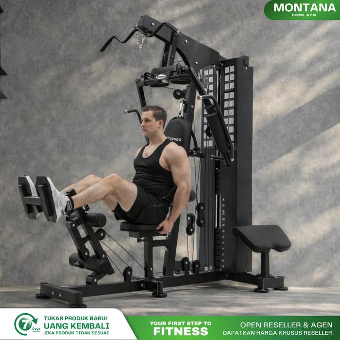 Montana Vosgo Alat Fitness Home Gym 1 Sisi Berat 72Kg Dilengkapi Stack Cover Dan Variasi Gerakan