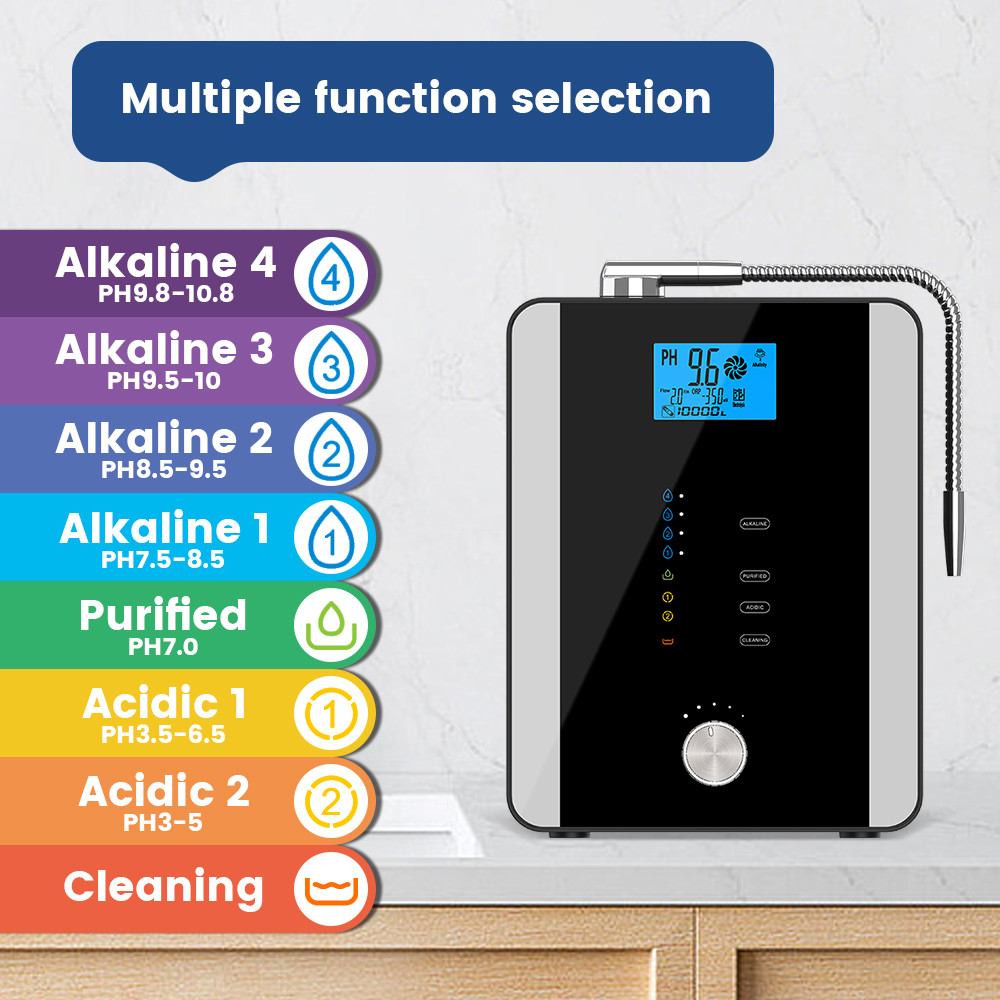 CAWOLO Alkaline Water Ionizer Machine PH Water Device Alkaline Water Dispenser 11 Plates Platinum