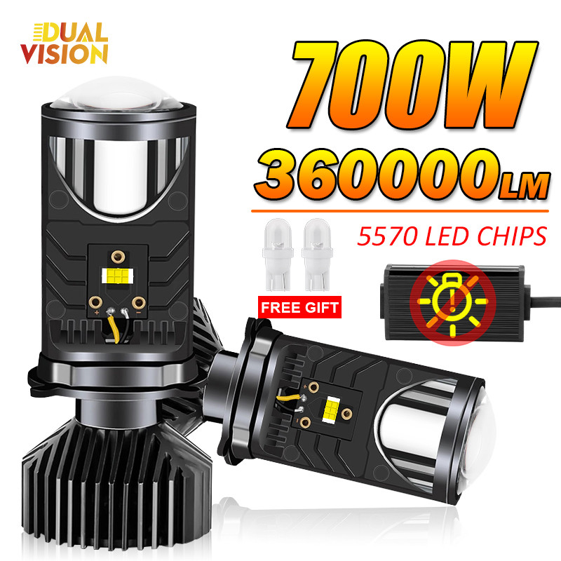 H4 LED Projector Car Headlight Bulbs 360000LM 700W Bi LED Lens H4