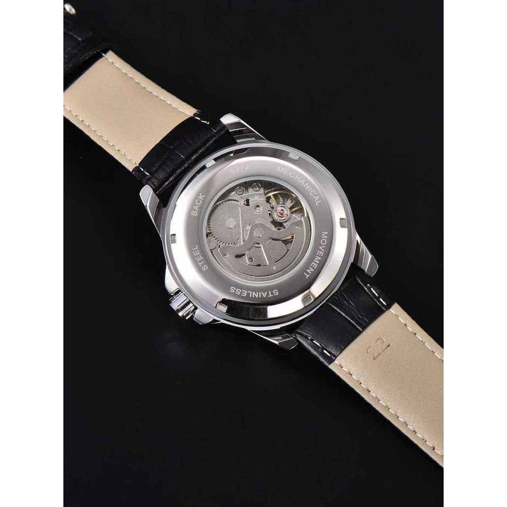 Men automatic watch pilot business classic military mechanical watches vintage date leather