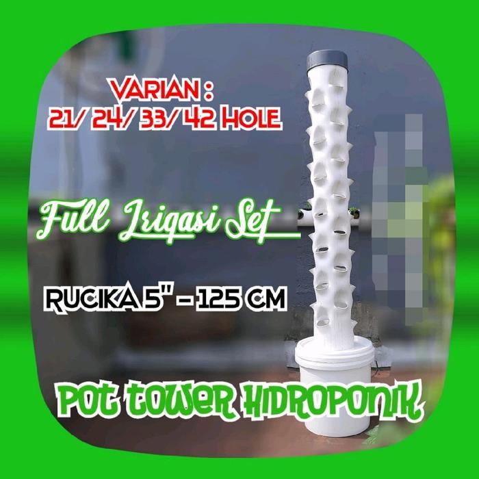 Terlaris Pot Tower 5" 125Cm Full Irigasi Set Hidroponik Garden