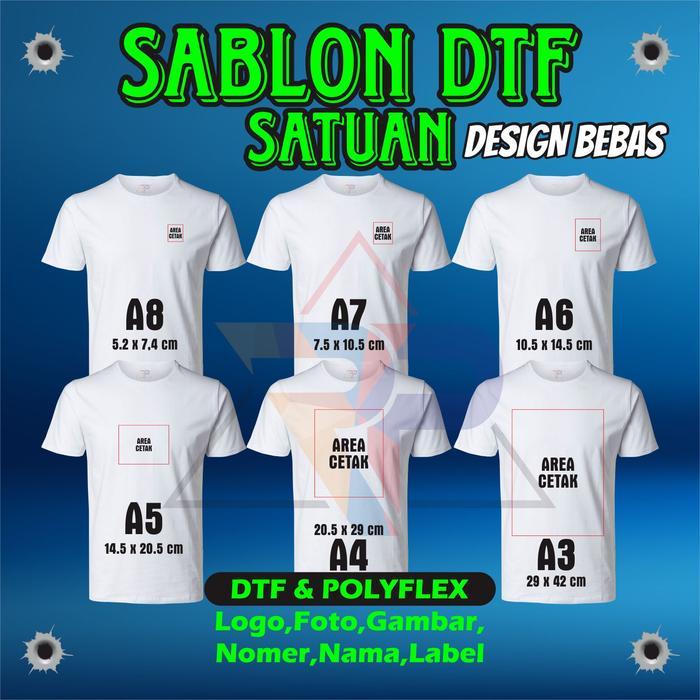Sablon Setrika DTF Custom Satuan Design Bebas Material Polyflex PVC & DTF Kualitas Premium untuk
