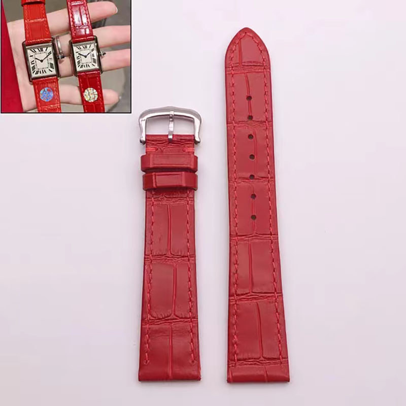 Watch Strap Suitable for Cartier Santos Tank Solo Watchband cowhide Leather