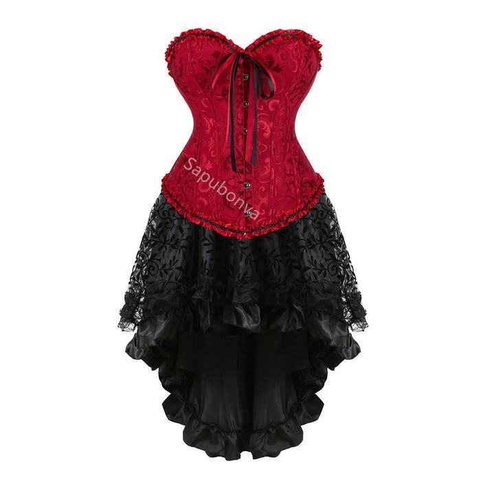 BOOM SALE Corset Dress Plus Size Skirt Set Sexy Bustier Overbust Burlesque Gothic Vintage Halloween