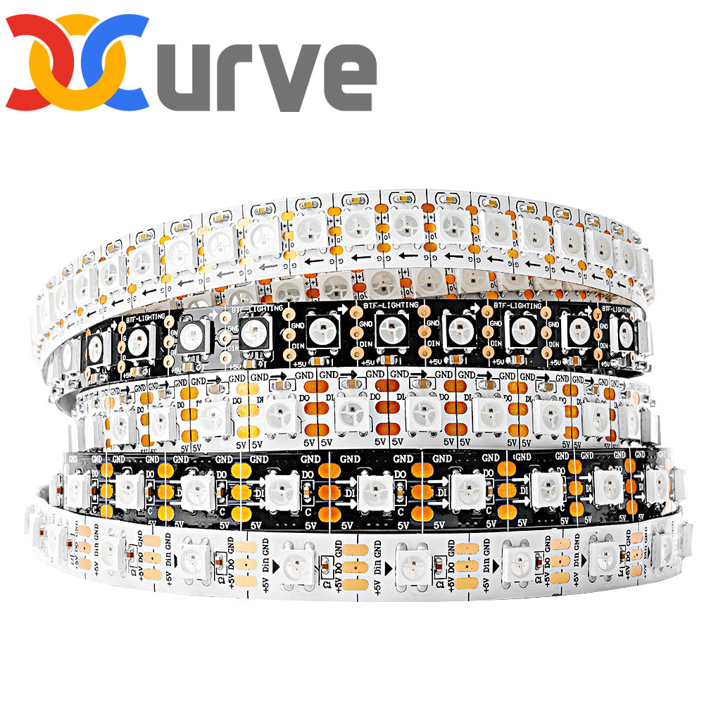 1m 2m 4m 5m WS2812B RGB LED Strip 30/60/74/96/100/144 pixels/leds/m Individual Addressable WS2812