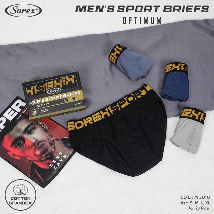 (1 Kotak isi 3 Pcs) Sorex Cd Men’s Sport Briefs Cd Lk M 3010 Nyaman Pria - M