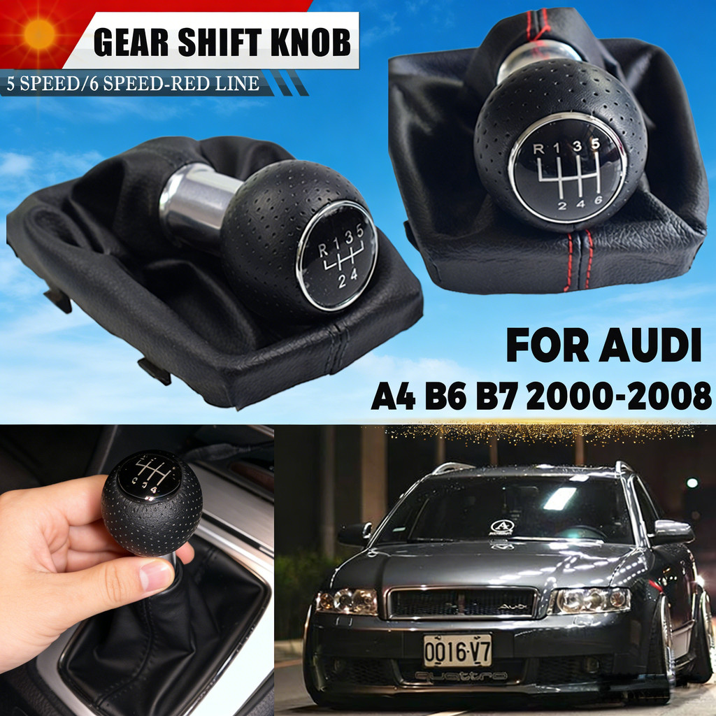 FIT FOR AUDI A4 B6 2000-2008 MANUAL 5 6 SPEED CAR GEAR SHIFT SHIFTER KNOB LEVER HANDLE HEAD WITH